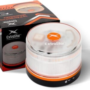 Baliza V16 con geolocalización 3.0 aprobada por la DGT, plan de datos incluido hasta 2038, base magnética IP54 resistente al agua, visible 360º, cumple normativa 2026, luz LED coche obligatoria para señalizar averías